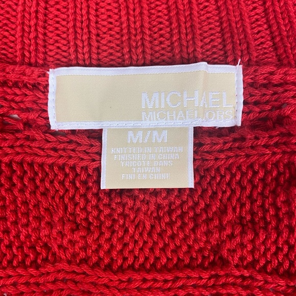 Michael Michael Kors Red Short-sleeve Button Sweater Size Medium - Picture 6 of 9